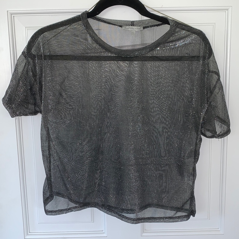 NEVER WORN metallic sheer T-shirt